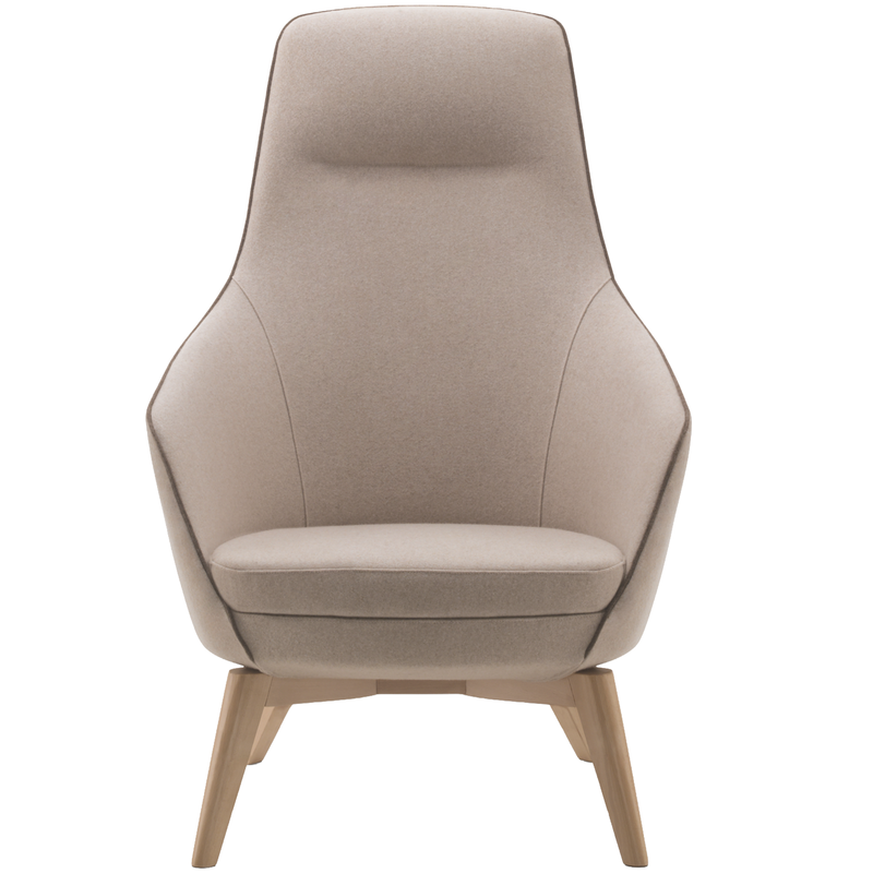 Busetto P280C Modern lounge armchair with beech wood base, available in a choice of finishes 2