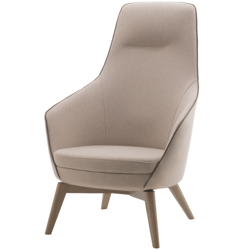 Busetto P280C Modern lounge armchair with beech wood base, available in a choice of finishes 1