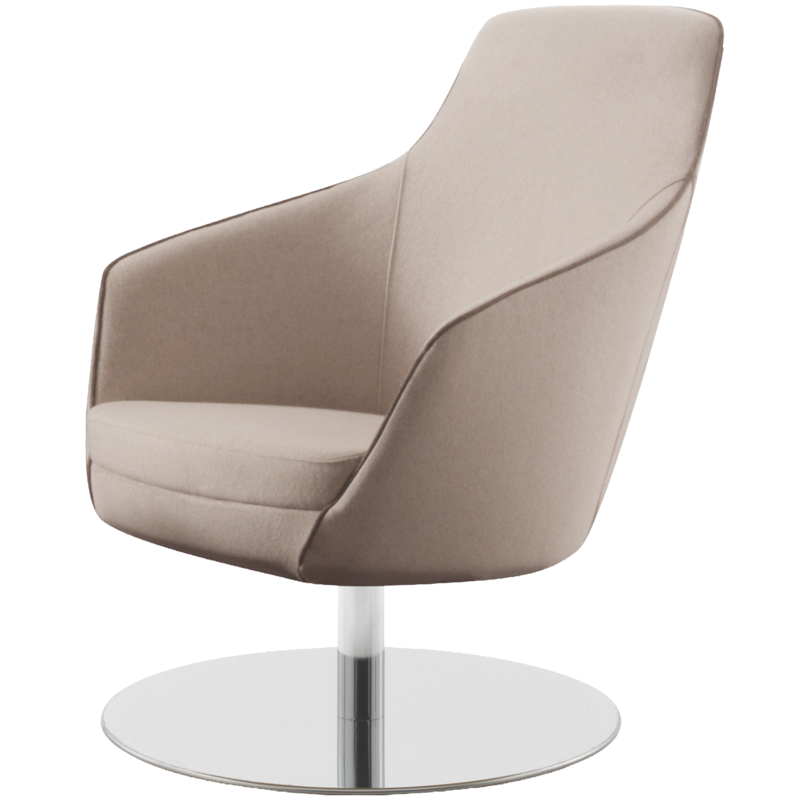 Busetto P280MD Modern lounge armchair with metal swivel base, available chromed or black colour 1