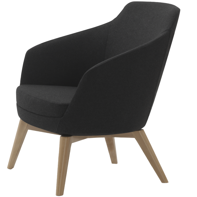 Busetto P280BC Poltrona dallo stile moderno con basamento in massello di faggio, verniciatura personalizzabile in tinte da campionario 1