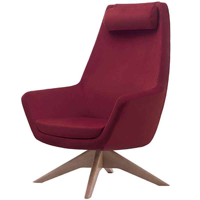Busetto P281G Modern lounge armchair with ash wood swivel base, available in a choice of finishes 1