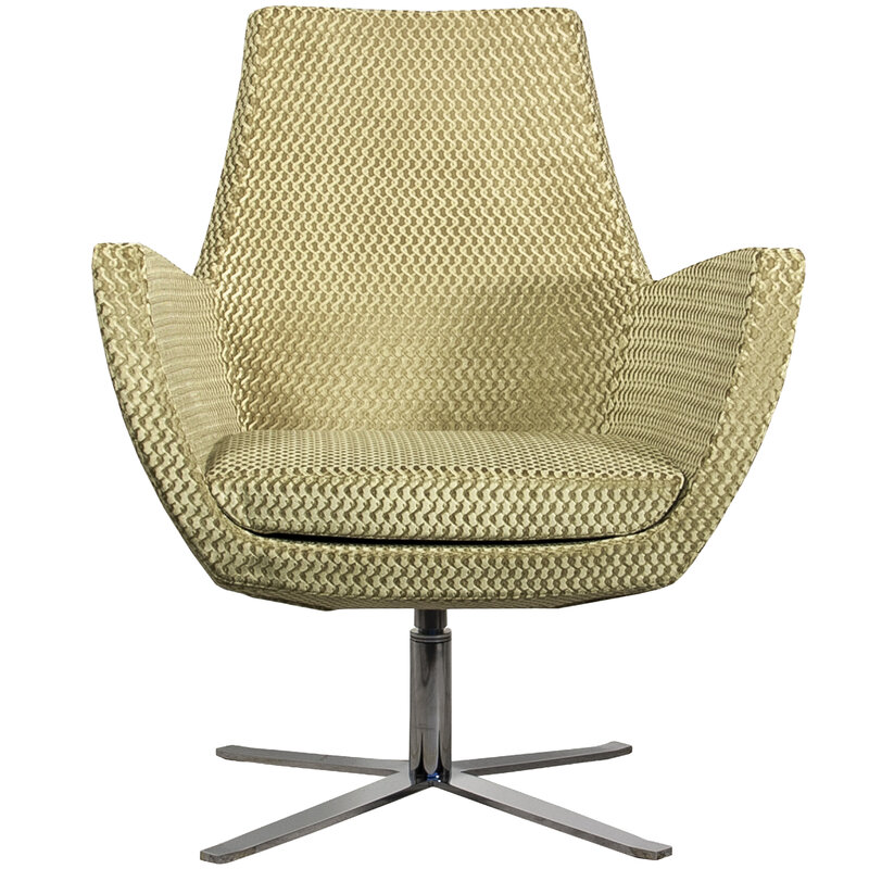 Busetto P282 Modern lounge armchair with metal swivel base, available chromed or black colour 3