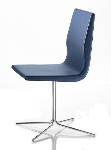 Busetto S438F Modern chair with fixed metal base, available in chromed or black colour finish 1