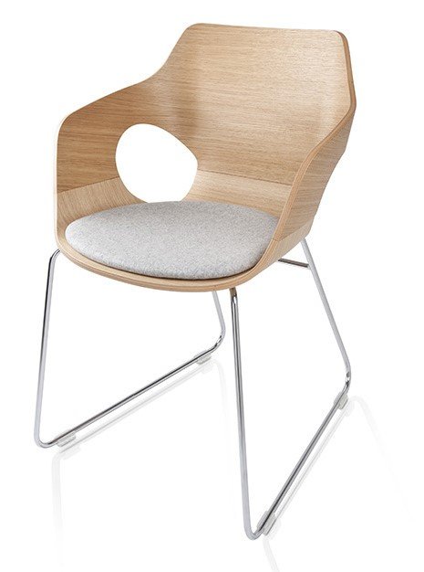 Busetto S447 Modern armchair with metal sled base, available in 3 finishes: chromed, white or anthracite grey painted 1